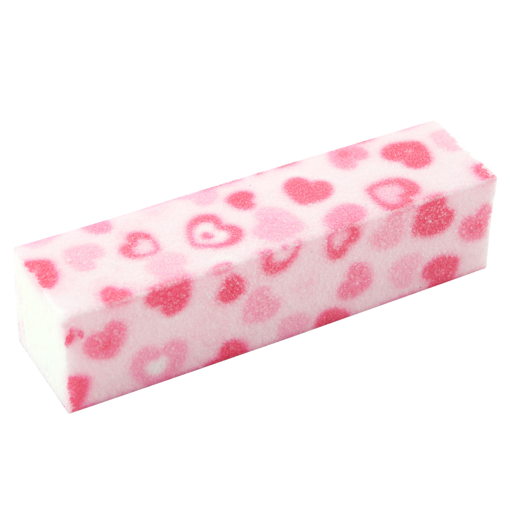 Blokvijl voor nagels 'hartjes', kleur roze, grit 2000, 4 zijdig.