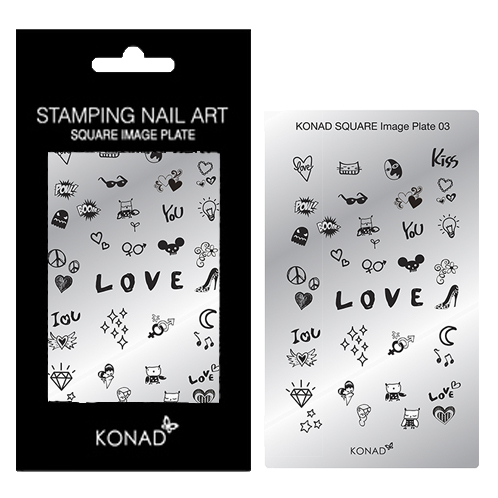 KONAD Square nail art sjablonen 03 met 34 ' LOVE ' nagel figuurtjes.