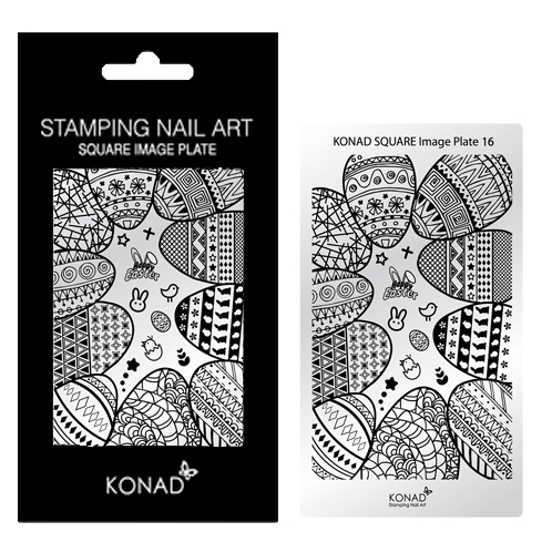 KONAD Square Image Plate 16 met 19 stamping nail art geïnspireerd door ' PASEN / EASTER '.